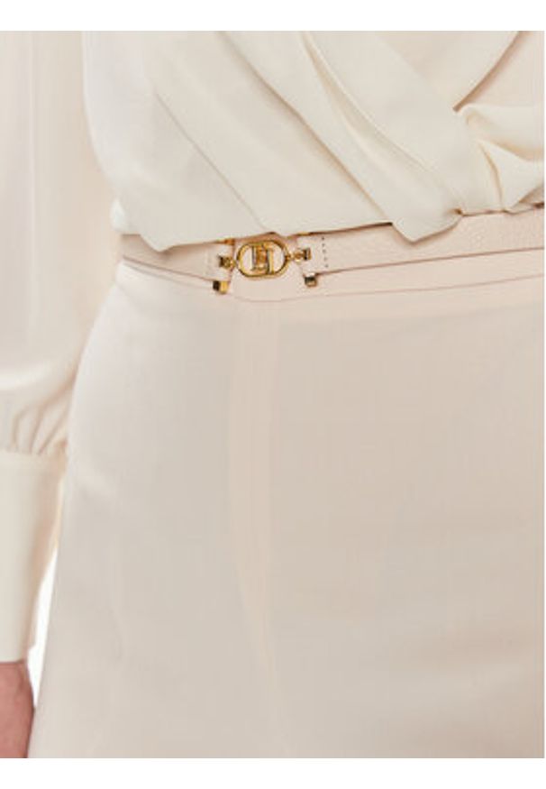 Elisabetta Franchi Spodnie materiałowe PA-053-42E2-5895 Écru Relaxed Fit. Materiał: syntetyk