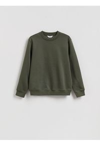 Reserved - Gładka bluza z bawełną - jasny zielony. Kolor: zielony. Materiał: bawełna. Wzór: gładki