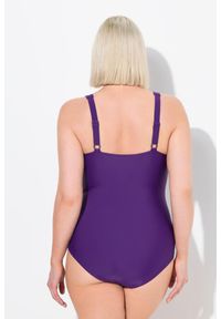 ULLA POPKEN - Damski Strój kąpielowy marszczenie miękkie miseczki ramiączka z regulacją. Kolekcja: plus size. Kolor: fioletowy. Materiał: elastan, poliamid, materiał