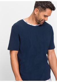 bonprix - Piżama z krótkimi spodniami. Kolor: niebieski. Długość: krótkie. Wzór: gładki #3