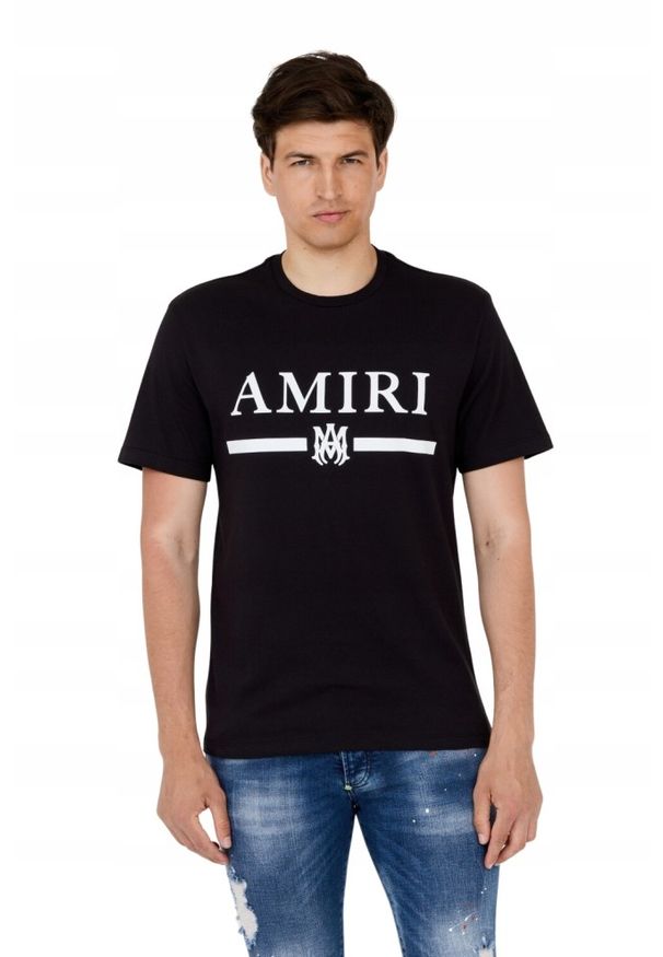 Amiri - AMIRI T-shirt męski czarny z podkreślonym logo, Rozmiar XL. Kolor: czarny