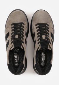 Renee - Ciemnobeżowe Zamszowe Sneakersy Chunky na Platformie Teslara. Okazja: na co dzień. Kolor: beżowy. Materiał: zamsz. Obcas: na platformie #2