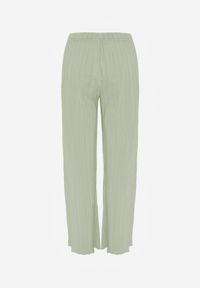 Renee - Zielone Plisowane Spodnie High Waist z Szerokimi Nogawkami Sedalia. Stan: podwyższony. Kolor: zielony. Materiał: satyna #4