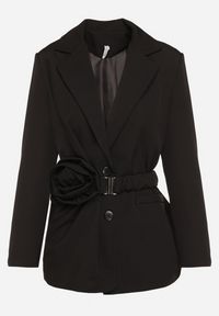 Born2be - Czarna Marynarka Vimasirra. Okazja: na imprezę, na spotkanie biznesowe. Kolor: czarny. Materiał: materiał, tkanina. Wzór: jednolity, gładki, aplikacja. Styl: biznesowy #5