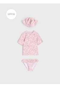 Sinsay - Niemowlęcy Zestaw Kąpielowy UPF50 z Czapeczką w kwiaty - kremowy. Kolor: kremowy. Wzór: kwiaty #1