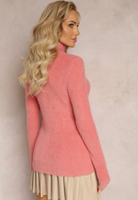 Renee - Różowy Dopasowany Golf z Wełną i Ściągaczami Pacieche. Typ kołnierza: golf. Kolor: różowy. Materiał: wełna. Wzór: jednolity #5