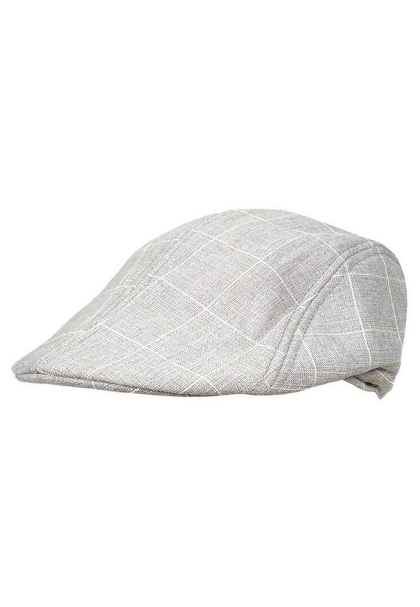 Szara czapka Pako Jeans w kratkę, na wiosnę