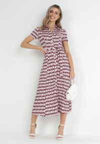 Born2be - Fuksjowa Koszulowa Sukienka Maxi z Materiałowym Paskiem Rainora. Okazja: na co dzień. Typ kołnierza: dekolt w kształcie V. Kolor: różowy. Materiał: materiał. Długość rękawa: krótki rękaw. Typ sukienki: koszulowe. Styl: klasyczny, casual, elegancki. Długość: maxi #5