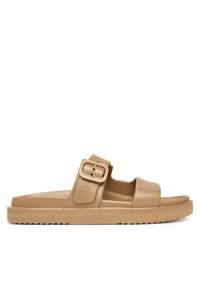 TOMMY HILFIGER - Tommy Hilfiger Klapki Double Strap FW0FW09114 Beżowy. Kolor: beżowy. Materiał: syntetyk #1