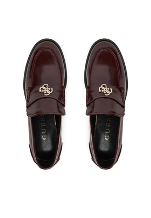 Guess Loafersy FLPBVL ELE14 Bordowy. Kolor: czerwony. Materiał: skóra