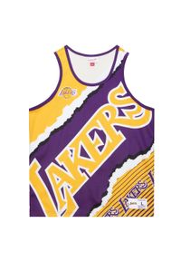 Mitchell & Ness - Sublimowana koszulka Lakers jumbotron 2.0. Kolor: fioletowy, wielokolorowy, żółty. Wzór: nadruk. Sport: koszykówka #1
