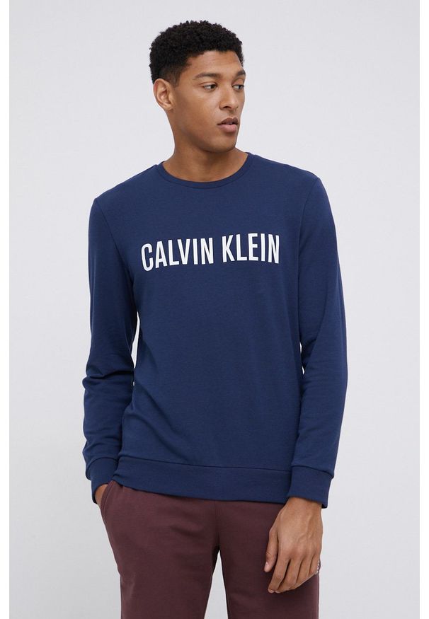Calvin Klein Underwear Longsleeve piżamowy kolor granatowy gładka. Kolor: niebieski. Materiał: dzianina. Długość: długie. Wzór: gładki
