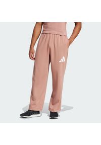 Adidas - Spodnie Essentials Wide Leg 3 Bar Logo. Kolor: biały, wielokolorowy, różowy. Materiał: materiał