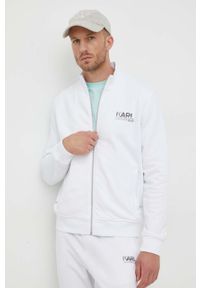 Karl Lagerfeld bluza męska kolor biały z nadrukiem. Kolor: biały. Materiał: materiał. Długość rękawa: długi rękaw. Długość: długie. Wzór: nadruk #1