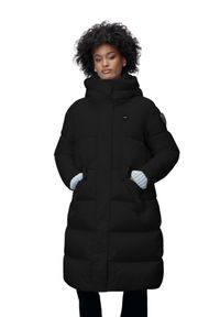 Blauer USA - BLAUER Czarny damski płaszcz Lena Raincoat Long Jackets. Kolor: czarny. Materiał: puch, poliamid. Długość rękawa: długi rękaw. Długość: długie. Styl: elegancki