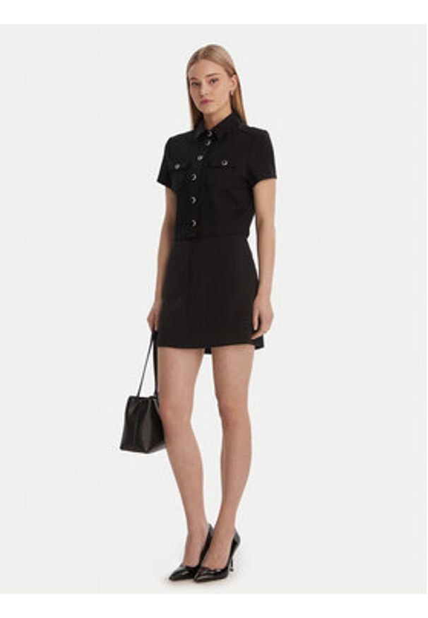 Guess Koszula W6RH83 KCMU2 Czarny Regular Fit. Kolor: czarny. Materiał: syntetyk