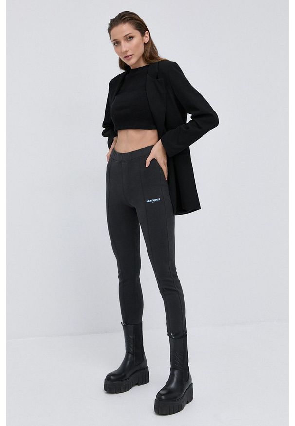 The Kooples - Legginsy. Stan: podwyższony. Kolor: szary. Materiał: dzianina. Wzór: gładki
