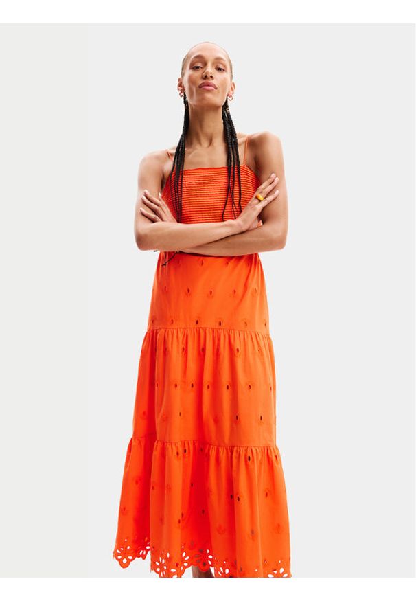 Desigual Sukienka letnia Malver 24SWVW12 Pomarańczowy Regular Fit. Kolor: pomarańczowy. Materiał: bawełna. Sezon: lato
