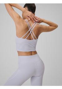 4f - 4F Crop-top do jogi szybkoschnący damski - fioletowy XL. Kolor: fioletowy. Materiał: skóra. Długość rękawa: na ramiączkach. Długość: długie. Sport: joga i pilates #1