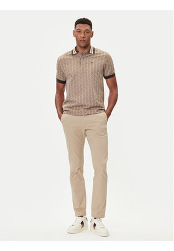 Lacoste Polo DH1417 Beżowy Regular Fit. Typ kołnierza: polo. Kolor: beżowy. Materiał: syntetyk, bawełna