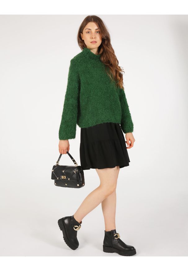 Unisono - ŻAKARDOWY SWETER 01-1 VERDE. Materiał: żakard