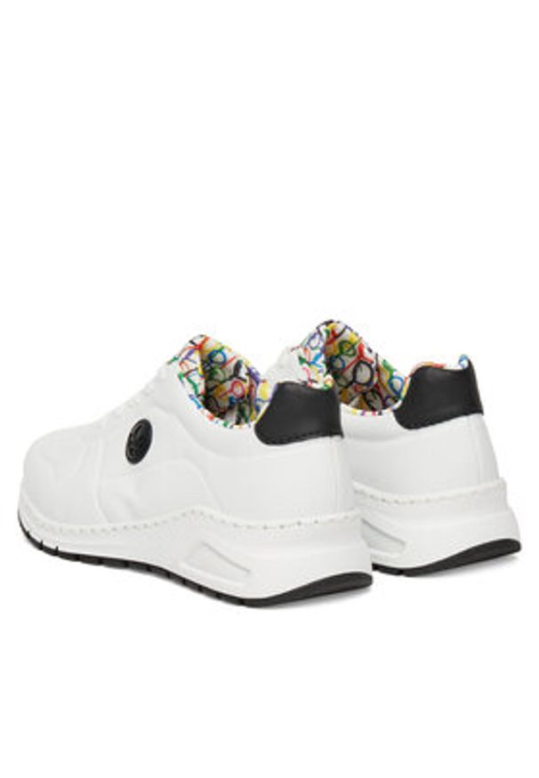 Rieker Sneakersy M4903-80 Biały. Kolor: biały. Materiał: skóra