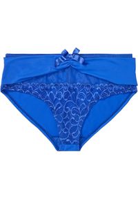 bonprix - Figi panty z poliamidu z recyklingu. Kolor: niebieski. Materiał: poliamid. Wzór: koronka #1