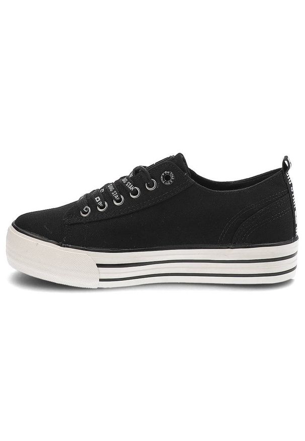 Big-Star - Czarne Trampki Big Star Modne Buty Damskie. Okazja: na uczelnię. Kolor: czarny. Materiał: dresówka, materiał. Szerokość cholewki: normalna. Wzór: nadruk