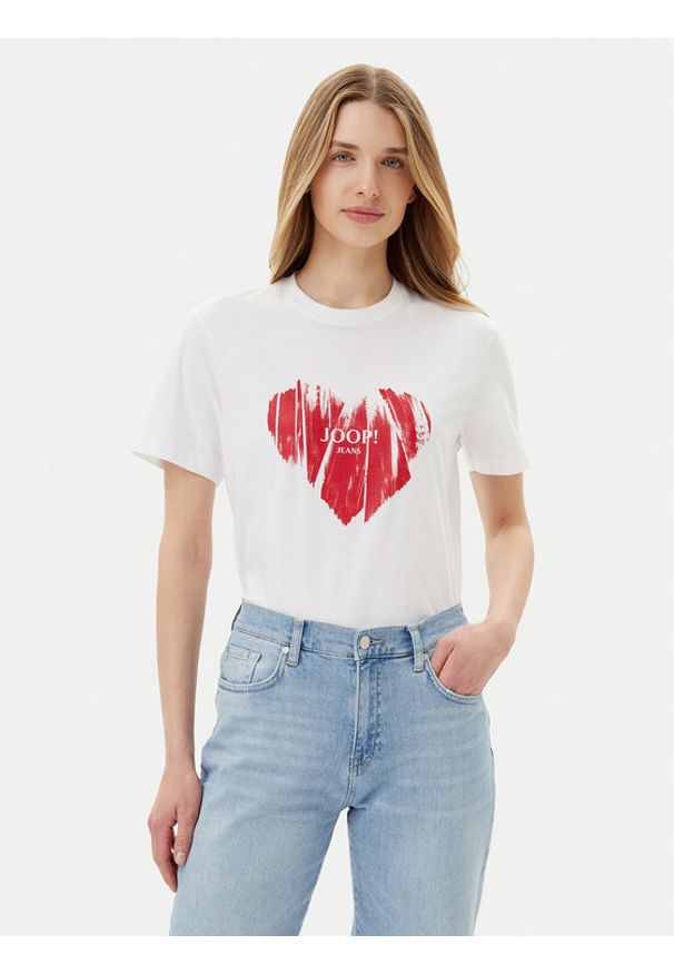 JOOP! Jeans T-Shirt Tessa 30046948 Biały Regular Fit. Kolor: biały. Materiał: bawełna