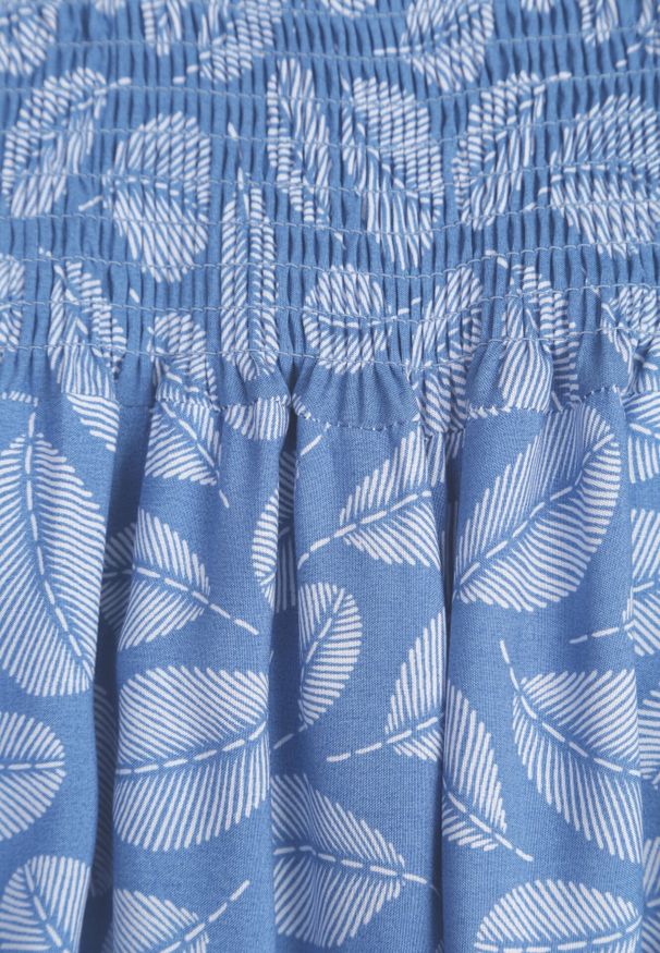 Born2be - Niebieskie Spodnie z Bawełny Kuloty z Gumką w Pasie Karemisia. Kolor: niebieski. Materiał: bawełna. Wzór: aplikacja. Sezon: lato