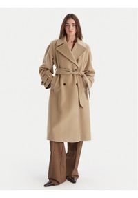 Marella Płaszcz wełniany Tenna 2523016071 Beżowy Regular Fit. Kolor: beżowy. Materiał: wełna