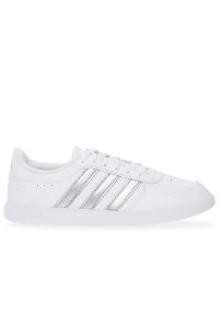 Adidas - Buty adidas Breaknet Sleek JI3527 - białe. Zapięcie: pasek. Kolor: biały. Materiał: skóra, guma, syntetyk. Szerokość cholewki: normalna. Wzór: aplikacja