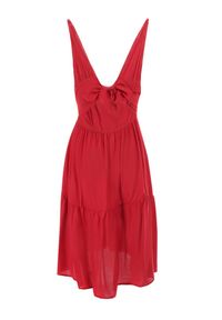 Born2be - Bordowa Sukienka z Wiskozy Aikena. Kolor: czerwony. Materiał: wiskoza. Długość rękawa: na ramiączkach. Typ sukienki: kopertowe. Długość: mini #7