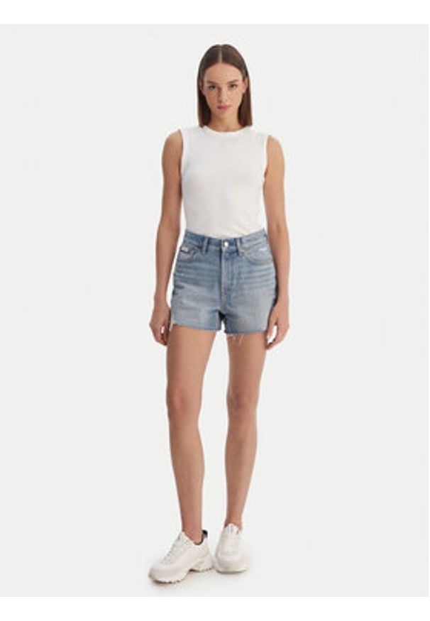 Calvin Klein Jeans Top LV047B265G Biały Slim Fit. Kolor: biały. Materiał: bawełna