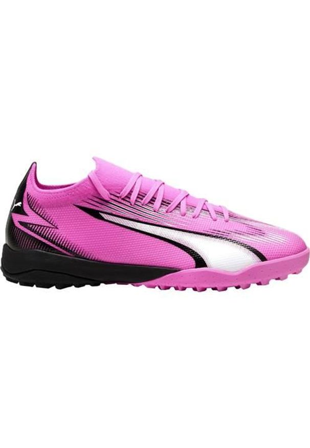 Buty piłkarskie męskie Puma Ultra Match Tt. Zapięcie: sznurówki. Kolor: różowy, czarny, wielokolorowy, biały. Materiał: syntetyk, materiał, tkanina. Szerokość cholewki: normalna. Sport: piłka nożna