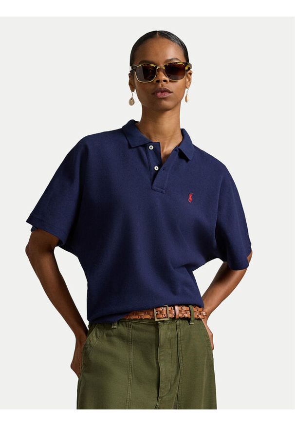 Polo Ralph Lauren Polo 211A96270002 Granatowy Relaxed Fit. Typ kołnierza: polo. Kolor: niebieski. Materiał: bawełna