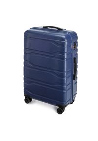 Wittchen - Duża walizka z polikarbonu tłoczona granatowa. Kolor: niebieski. Materiał: guma #4