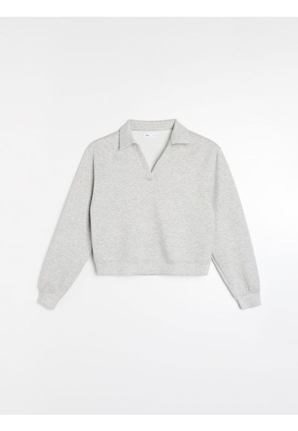 Sinsay - Bluza polo z domieszką wiskozy soft touch - szary. Typ kołnierza: polo. Kolor: szary. Materiał: wiskoza