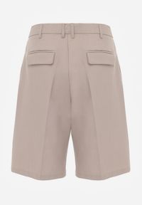 Renee - Beżowe Szorty o Garniturowym Kroju High Waist z Dodatkiem Wiskozy Mavvia. Okazja: na co dzień. Stan: podwyższony. Kolor: beżowy. Materiał: wiskoza. Sezon: lato. Styl: casual, klasyczny, elegancki #5