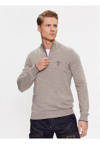 Aeronautica Militare Sweter 232MA1389L415 Beżowy Regular Fit. Kolor: beżowy. Materiał: wełna