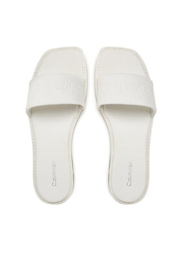 Calvin Klein Klapki Flat Slide - He HW0HW02378 Biały. Kolor: biały. Materiał: materiał