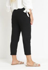 Born2be - Czarne Spodnie z Długimi Nogawkami i Gumką w Talii Nokash. Kolekcja: plus size. Kolor: czarny. Materiał: tkanina, włókno. Długość: długie. Wzór: gładki #4