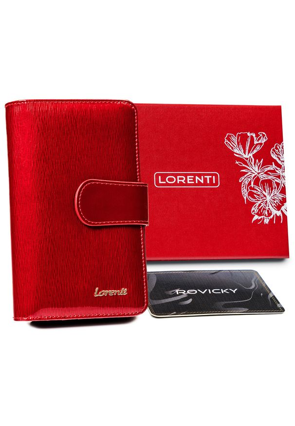 LORENTI - Portfel skórzany Lorenti czerwony 76116-SH-RFID. Kolor: czerwony. Materiał: skóra