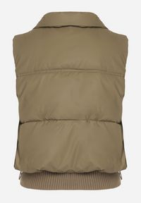 Born2be - Zielona Pikowana Kamizelka Przejściowa z Imitacji Skóry Isokira. Okazja: na co dzień. Typ kołnierza: kaptur. Kolor: zielony. Materiał: skóra. Wzór: aplikacja. Styl: casual #6