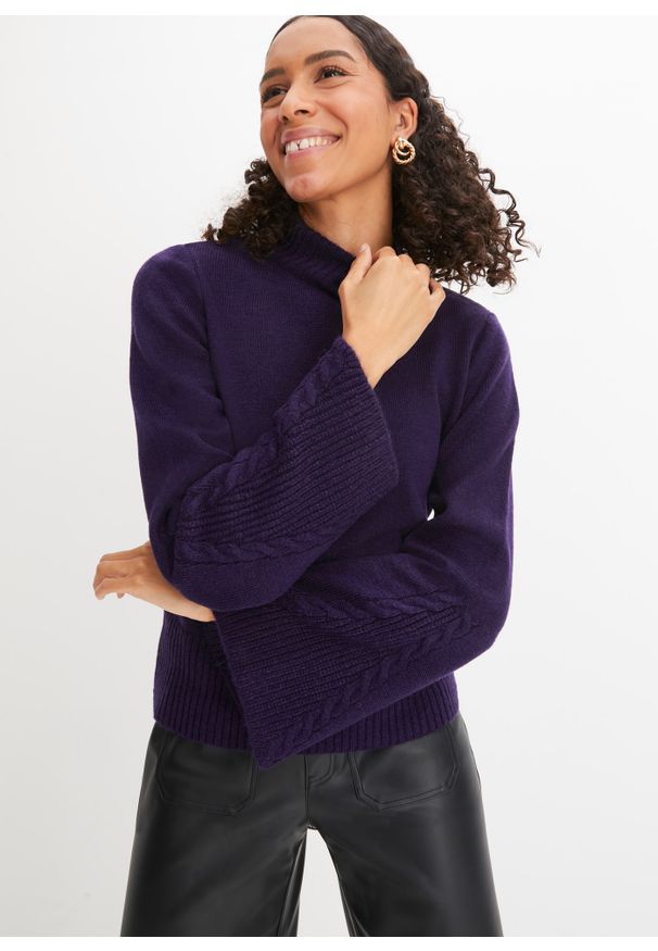 bonprix - Sweter z szerokimi rękawami. Kolor: fioletowy