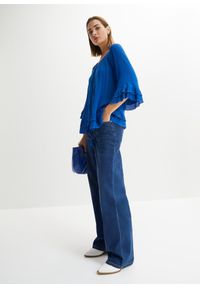 bonprix - Tunika z haftem. Kolor: niebieski. Wzór: haft. Styl: boho
