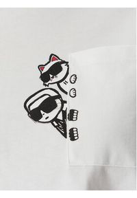 Karl Lagerfeld - KARL LAGERFELD T-Shirt B2W17081 Biały Regular Fit. Typ kołnierza: dekolt w karo. Kolor: biały. Materiał: bawełna #4