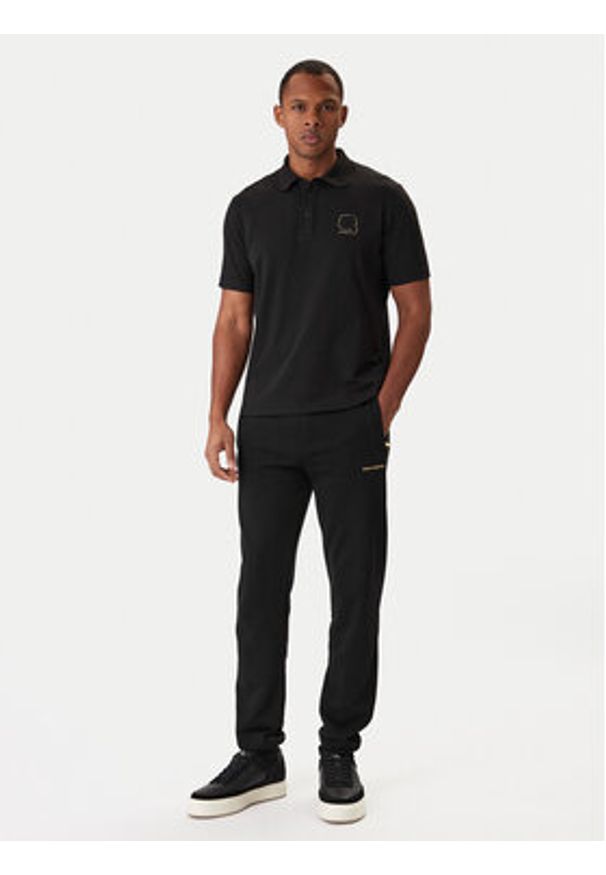 Karl Lagerfeld - KARL LAGERFELD Polo 745025 561235 Czarny Regular Fit. Typ kołnierza: polo. Kolor: czarny. Materiał: bawełna