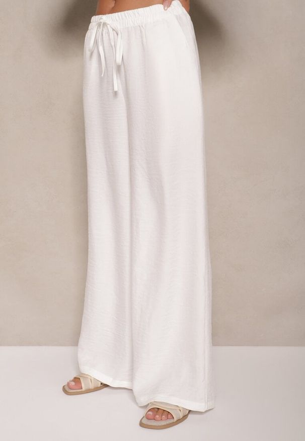 Renee - Biały Komplet z Bawełny Koszula i Spodnie Wide Leg Amaddie. Kolor: biały. Materiał: bawełna