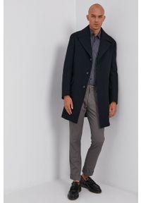 TOMMY HILFIGER - Tommy Hilfiger Płaszcz męski kolor czarny przejściowy. Okazja: na co dzień. Kolor: czarny. Materiał: tkanina. Wzór: gładki. Styl: casual, klasyczny #2